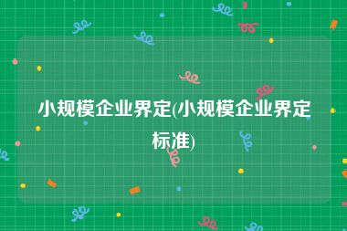 小规模企业界定(小规模企业界定标准)