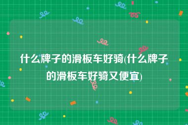 什么牌子的滑板车好骑(什么牌子的滑板车好骑又便宜)