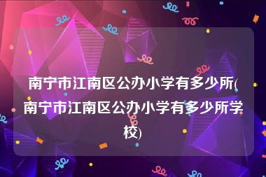 南宁市江南区公办小学有多少所(南宁市江南区公办小学有多少所学校)