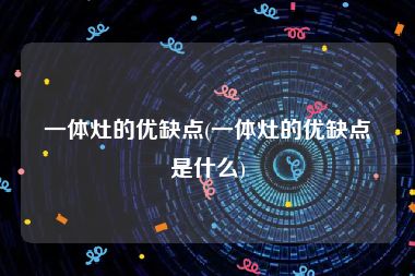 一体灶的优缺点(一体灶的优缺点是什么)