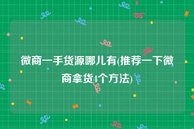微商一手货源哪儿有(推荐一下微商拿货4个方法)