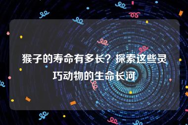 猴子的寿命有多长？探索这些灵巧动物的生命长河