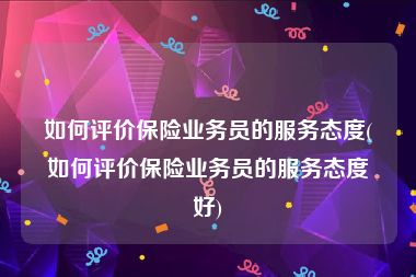 如何评价保险业务员的服务态度(如何评价保险业务员的服务态度好)