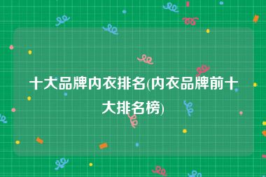 十大品牌内衣排名(内衣品牌前十大排名榜)