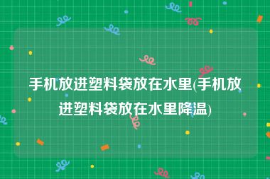 手机放进塑料袋放在水里(手机放进塑料袋放在水里降温)