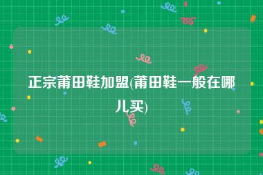 正宗莆田鞋加盟(莆田鞋一般在哪儿买)