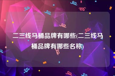 二三线马桶品牌有哪些(二三线马桶品牌有哪些名称)