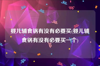 婴儿辅食锅有没有必要买(婴儿辅食锅有没有必要买一个)