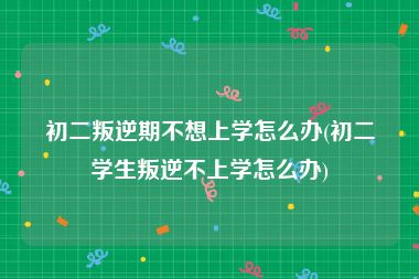 初二叛逆期不想上学怎么办(初二学生叛逆不上学怎么办)