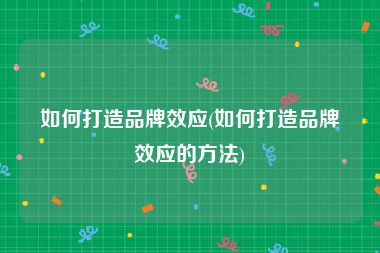 如何打造品牌效应(如何打造品牌效应的方法)