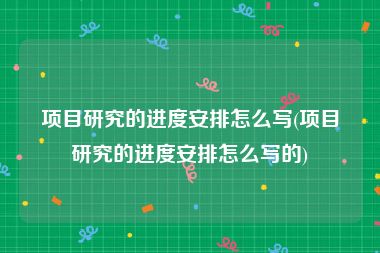 项目研究的进度安排怎么写(项目研究的进度安排怎么写的)