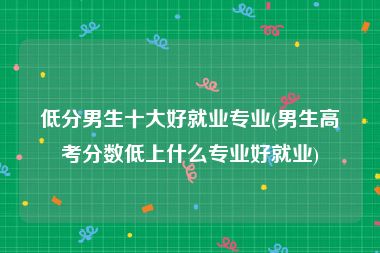 低分男生十大好就业专业(男生高考分数低上什么专业好就业)