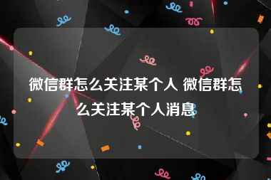 微信群怎么关注某个人 微信群怎么关注某个人消息