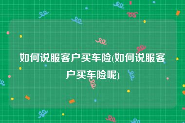 如何说服客户买车险(如何说服客户买车险呢)