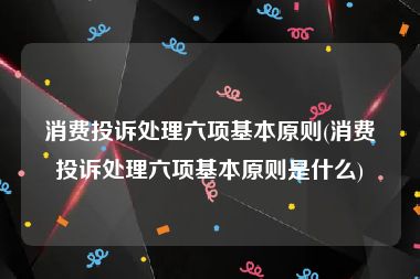 消费投诉处理六项基本原则(消费投诉处理六项基本原则是什么)