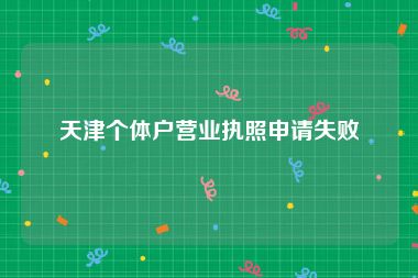 天津个体户营业执照申请失败