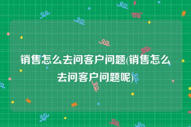 销售怎么去问客户问题(销售怎么去问客户问题呢)