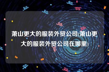 萧山更大的服装外贸公司(萧山更大的服装外贸公司在哪里)
