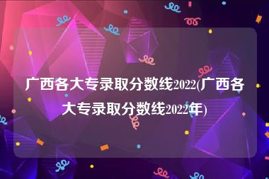 广西各大专录取分数线2022(广西各大专录取分数线2022年)