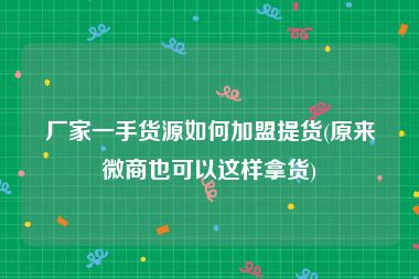 厂家一手货源如何加盟提货(原来微商也可以这样拿货)