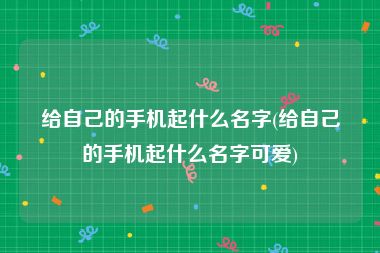 给自己的手机起什么名字(给自己的手机起什么名字可爱)