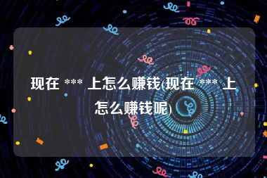 现在 *** 上怎么赚钱(现在 *** 上怎么赚钱呢)