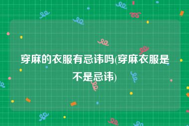 穿麻的衣服有忌讳吗(穿麻衣服是不是忌讳)