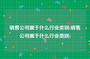 销售公司属于什么行业类别(销售公司属于什么行业类别)