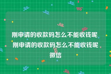 刚申请的收款码怎么不能收钱呢 刚申请的收款码怎么不能收钱呢微信