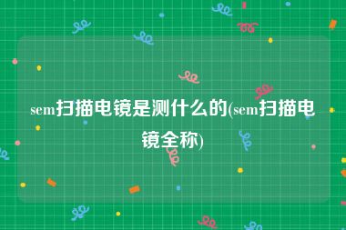 sem扫描电镜是测什么的(sem扫描电镜全称)