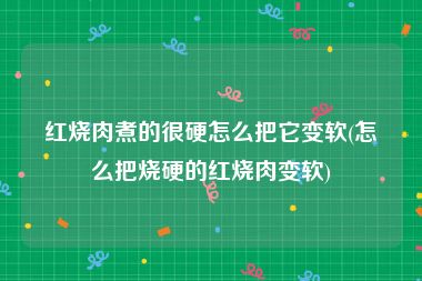 红烧肉煮的很硬怎么把它变软(怎么把烧硬的红烧肉变软)