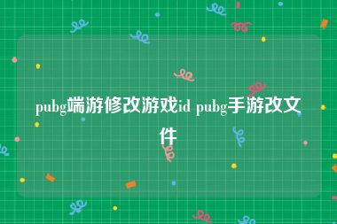 pubg端游修改游戏id pubg手游改文件