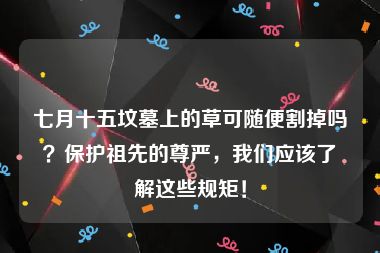 七月十五坟墓上的草可随便割掉吗？保护祖先的尊严，我们应该了解这些规矩！