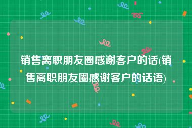 销售离职朋友圈感谢客户的话(销售离职朋友圈感谢客户的话语)
