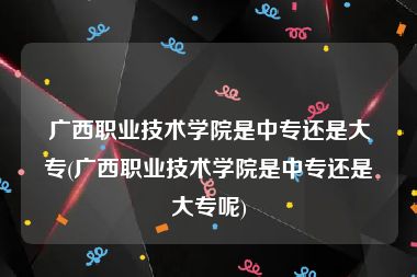广西职业技术学院是中专还是大专(广西职业技术学院是中专还是大专呢)