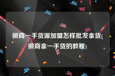 微商一手货源加盟怎样批发拿货(微商拿一手货的教程)