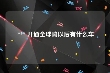  *** 开通全球购以后有什么车