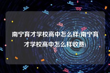 南宁育才学校高中怎么样(南宁育才学校高中怎么样收费)