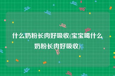 什么奶粉长肉好吸收(宝宝喝什么奶粉长肉好吸收)