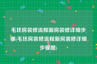 毛坯房装修流程新房装修详细步骤(毛坯房装修流程新房装修详细步骤图)