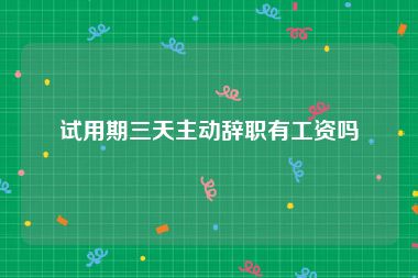 试用期三天主动辞职有工资吗