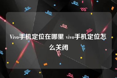 Vivo手机定位在哪里 vivo手机定位怎么关闭