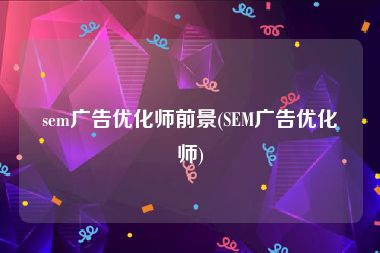 sem广告优化师前景(SEM广告优化师)