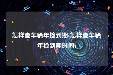 怎样查车辆年检到期(怎样查车辆年检到期时间)