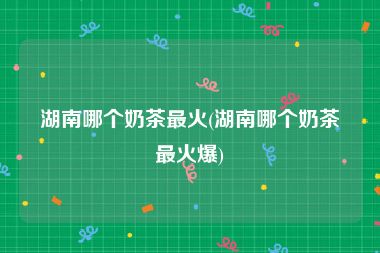 湖南哪个奶茶最火(湖南哪个奶茶最火爆)