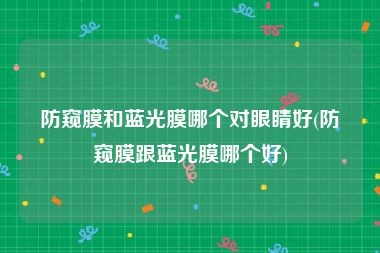 防窥膜和蓝光膜哪个对眼睛好(防窥膜跟蓝光膜哪个好)