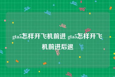 gta5怎样开飞机前进 gta5怎样开飞机前进后退