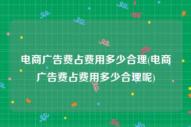 电商广告费占费用多少合理(电商广告费占费用多少合理呢)