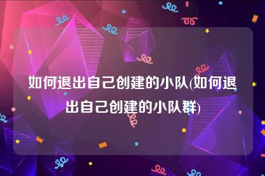 如何退出自己创建的小队(如何退出自己创建的小队群)