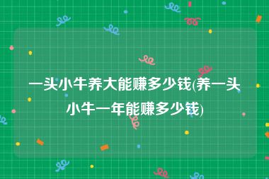 一头小牛养大能赚多少钱(养一头小牛一年能赚多少钱)